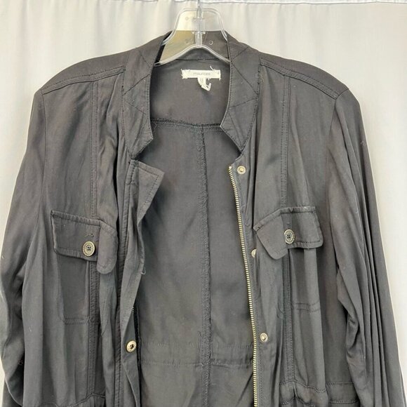 Maurices Womens Utility Jacket Black Full Zip Pockets Hip Length Drawstring S - Picture 2 of 10